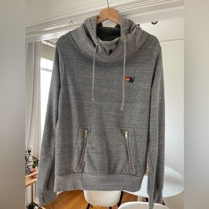Aviator Nation ninja pullover hoodie. unisex size L in heather grey